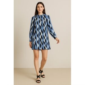 BCBG MaxAzria Karla Deco Graphic Print Shift Dress Multicolor Retro Mood Medium